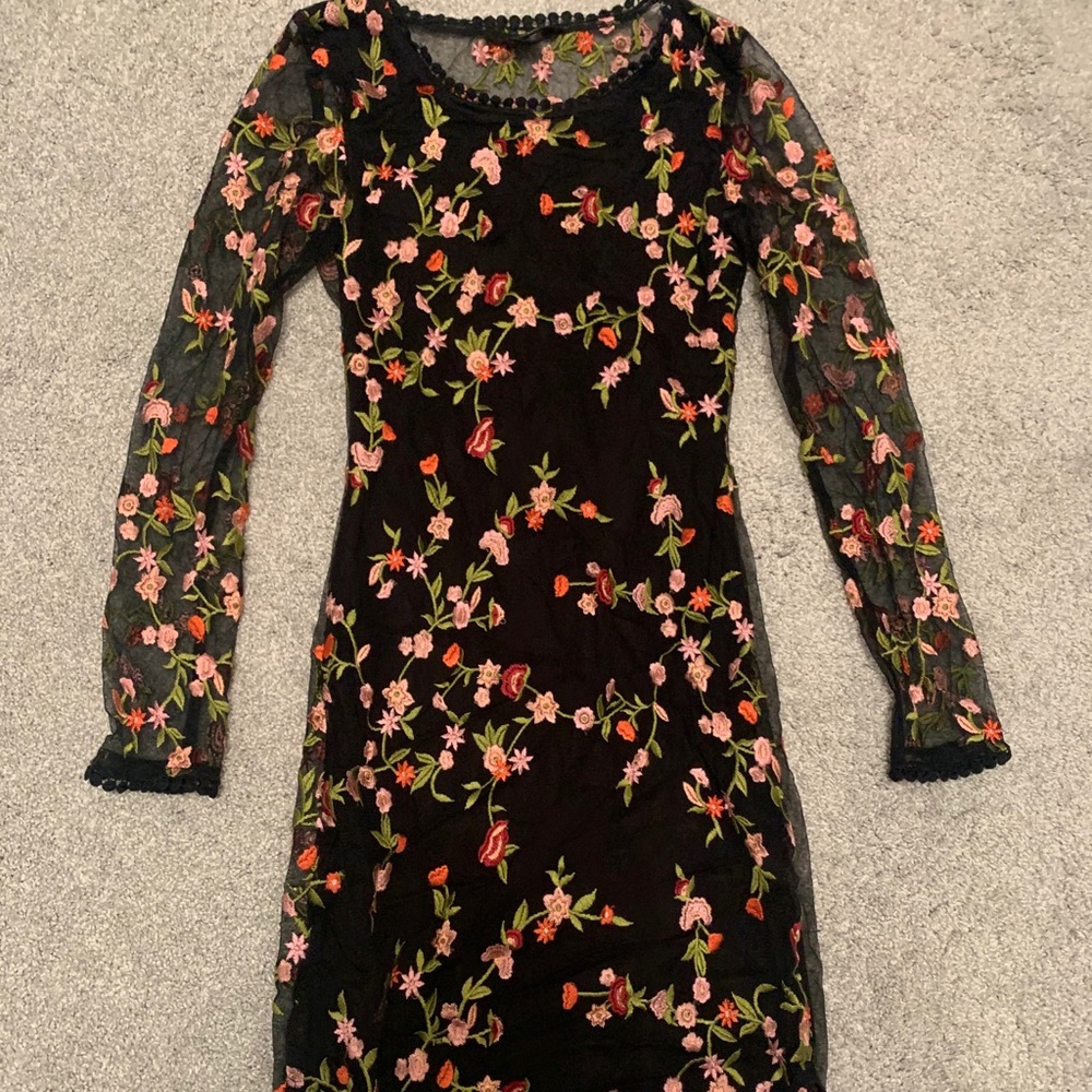 Black embroidered dress
